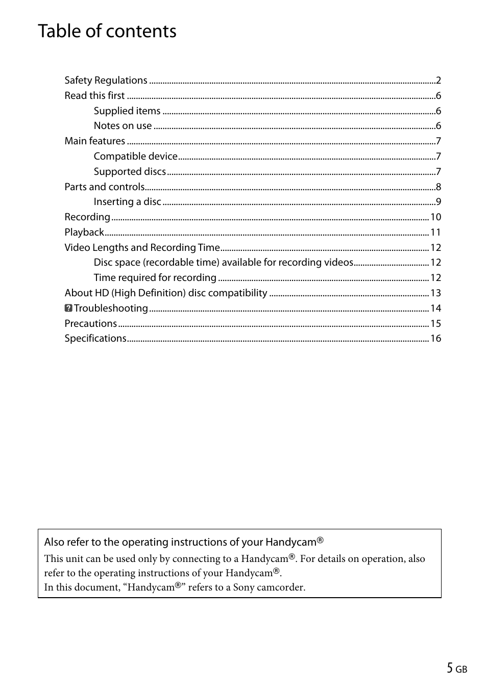 Sony VRD-P1 User Manual | Page 5 / 120