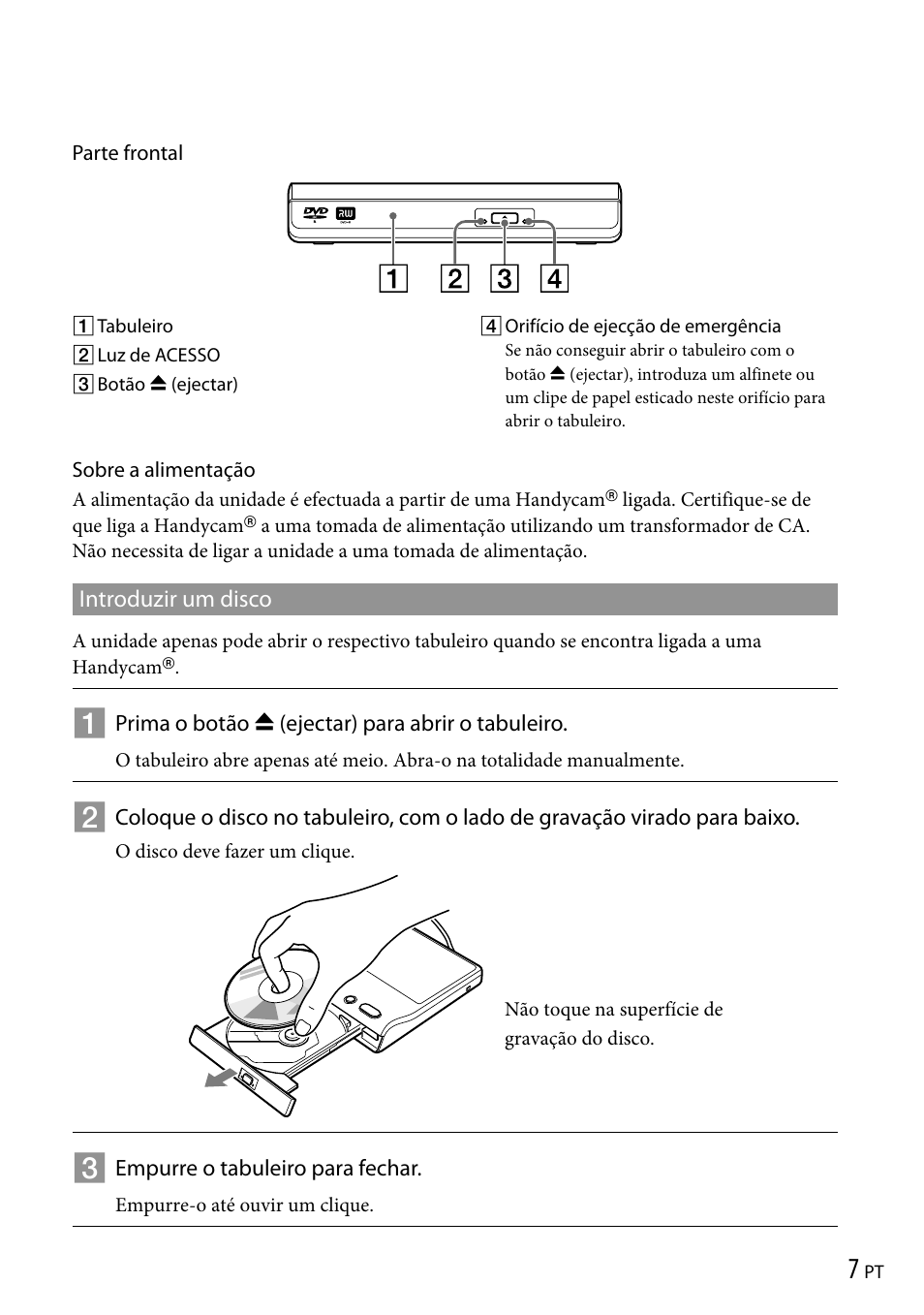 Introduzir um disco | Sony VRD-P1 User Manual | Page 95 / 120