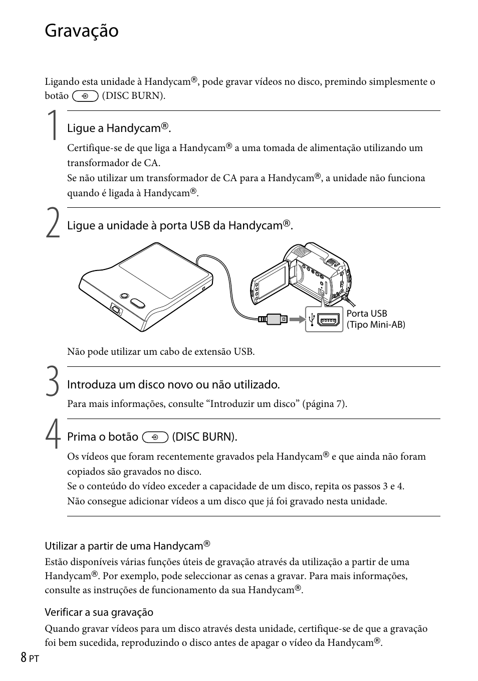 Gravação | Sony VRD-P1 User Manual | Page 96 / 120