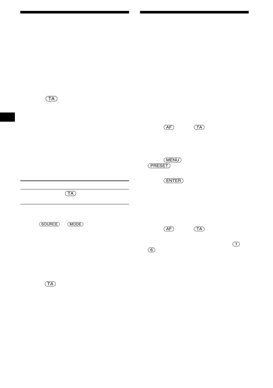 Receiving traffic announcements, Presetting rds stations with af and ta setting, Ta/tp | Presetting rds stations with af and ta, Setting, 14 receiving traffic announcements | Sony CDX-L550V User Manual | Page 14 / 122