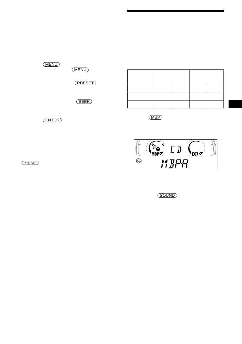 Selecting the sound position, My best sound position (mbp) | Sony CDX-L550V User Manual | Page 19 / 122