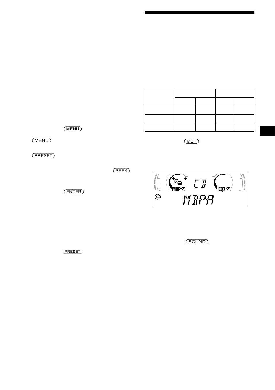 Coupure rapide du son, Auswählen der klangposition, Beste klangposition (mbp) | Sony CDX-L550V User Manual | Page 43 / 122