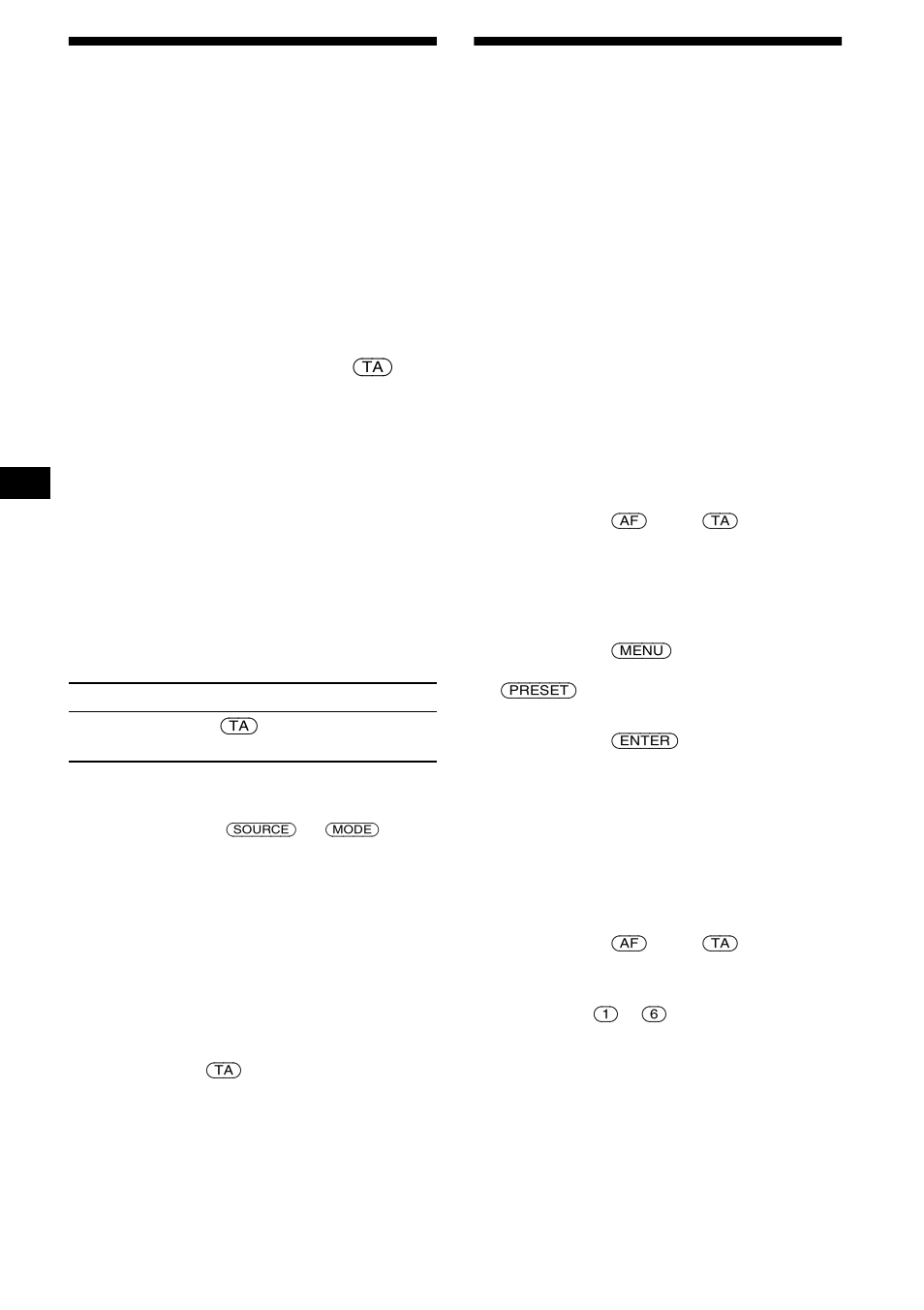 Ecoute des messages de radioguidage — ta/tp, Ecoute des messages de radioguidage, Ta/tp | Présélection des stations rds avec les données, Af et ta, 14 ecoute des messages de radioguidage | Sony CDX-L550V User Manual | Page 62 / 122