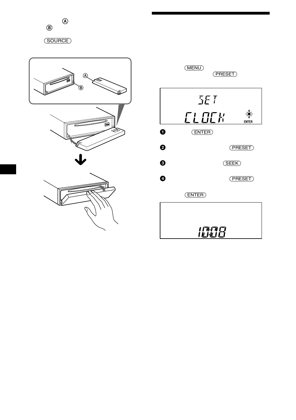 Impostazione dell’orologio, Het frontpaneel verwijderen | Sony CDX-L550V User Manual | Page 80 / 122