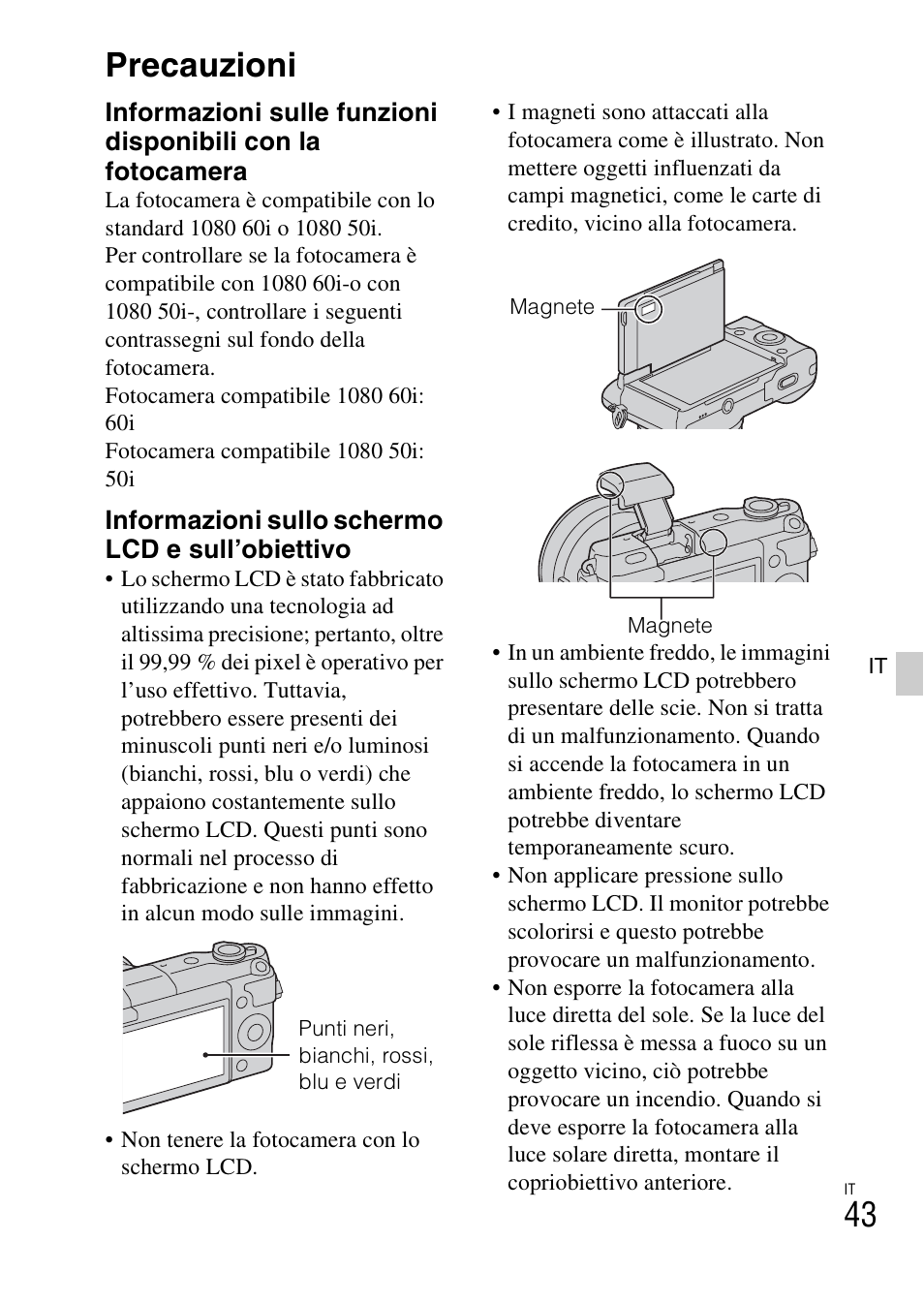 Precauzioni | Sony NEX-3NY User Manual | Page 259 / 547