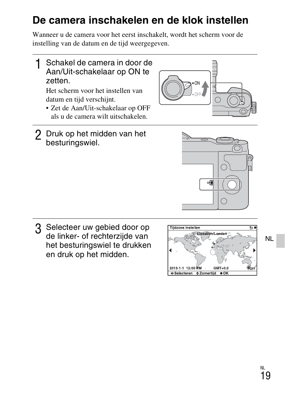 De camera inschakelen en de klok instellen | Sony NEX-3NY User Manual | Page 341 / 547