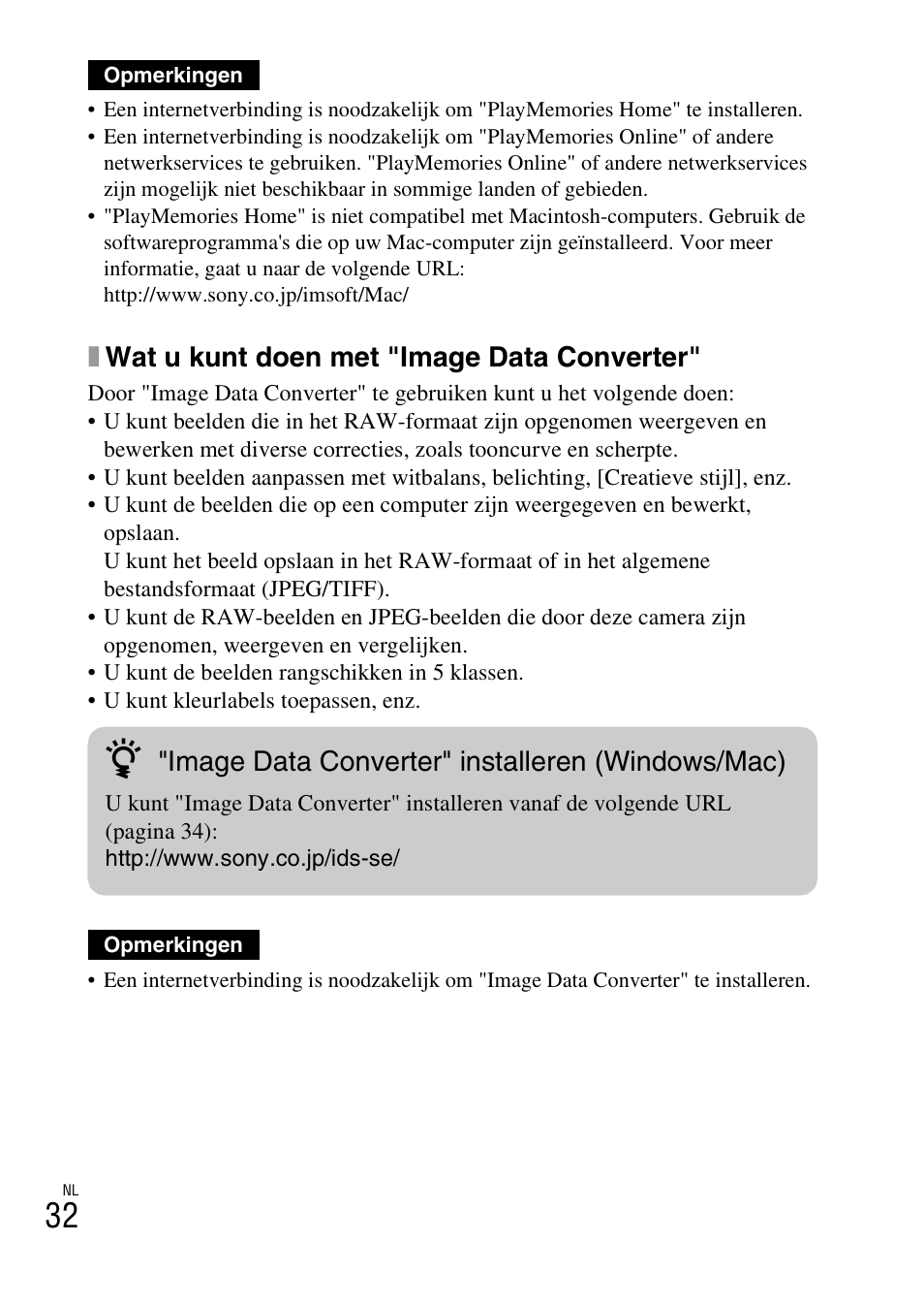 Xwat u kunt doen met "image data converter, Image data converter" installeren (windows/mac) | Sony NEX-3NY User Manual | Page 354 / 547