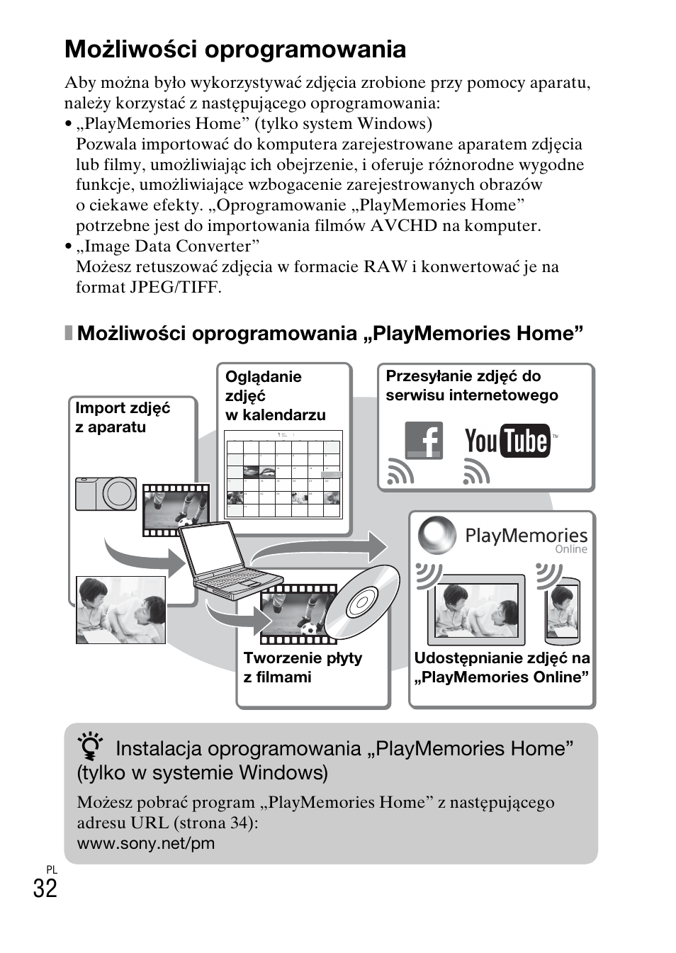 Oglądanie zdjęć na komputerze, Możliwości oprogramowania | Sony NEX-3NY User Manual | Page 406 / 547