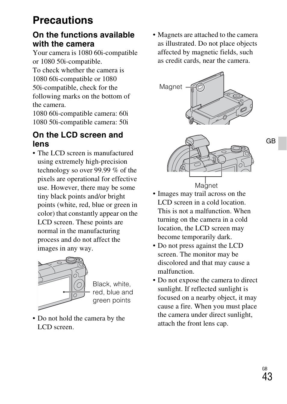 Precautions | Sony NEX-3NY User Manual | Page 43 / 547