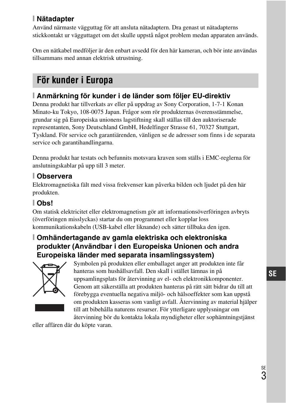 För kunder i europa | Sony NEX-3NY User Manual | Page 431 / 547