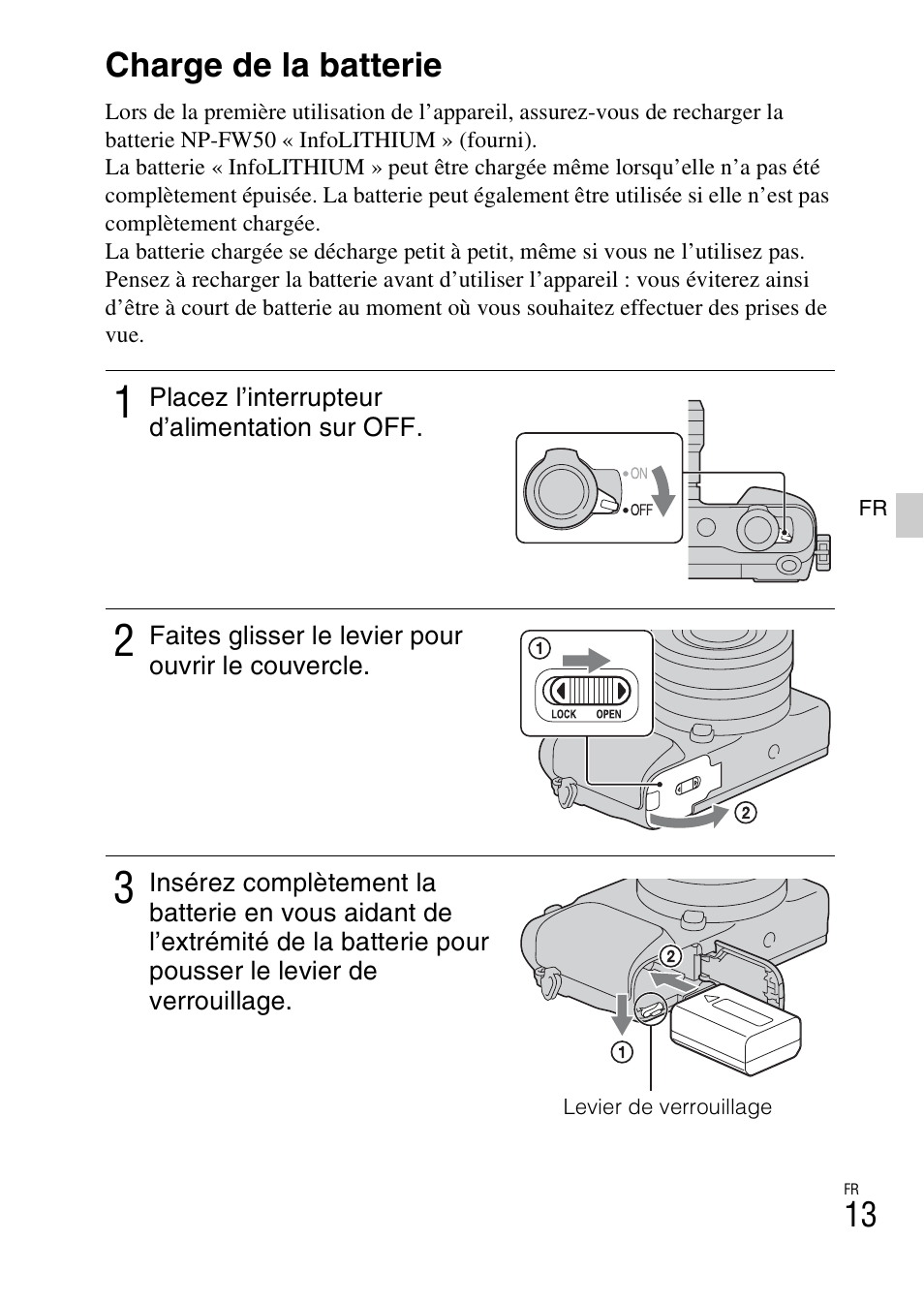 Charge de la batterie | Sony NEX-3NY User Manual | Page 65 / 547