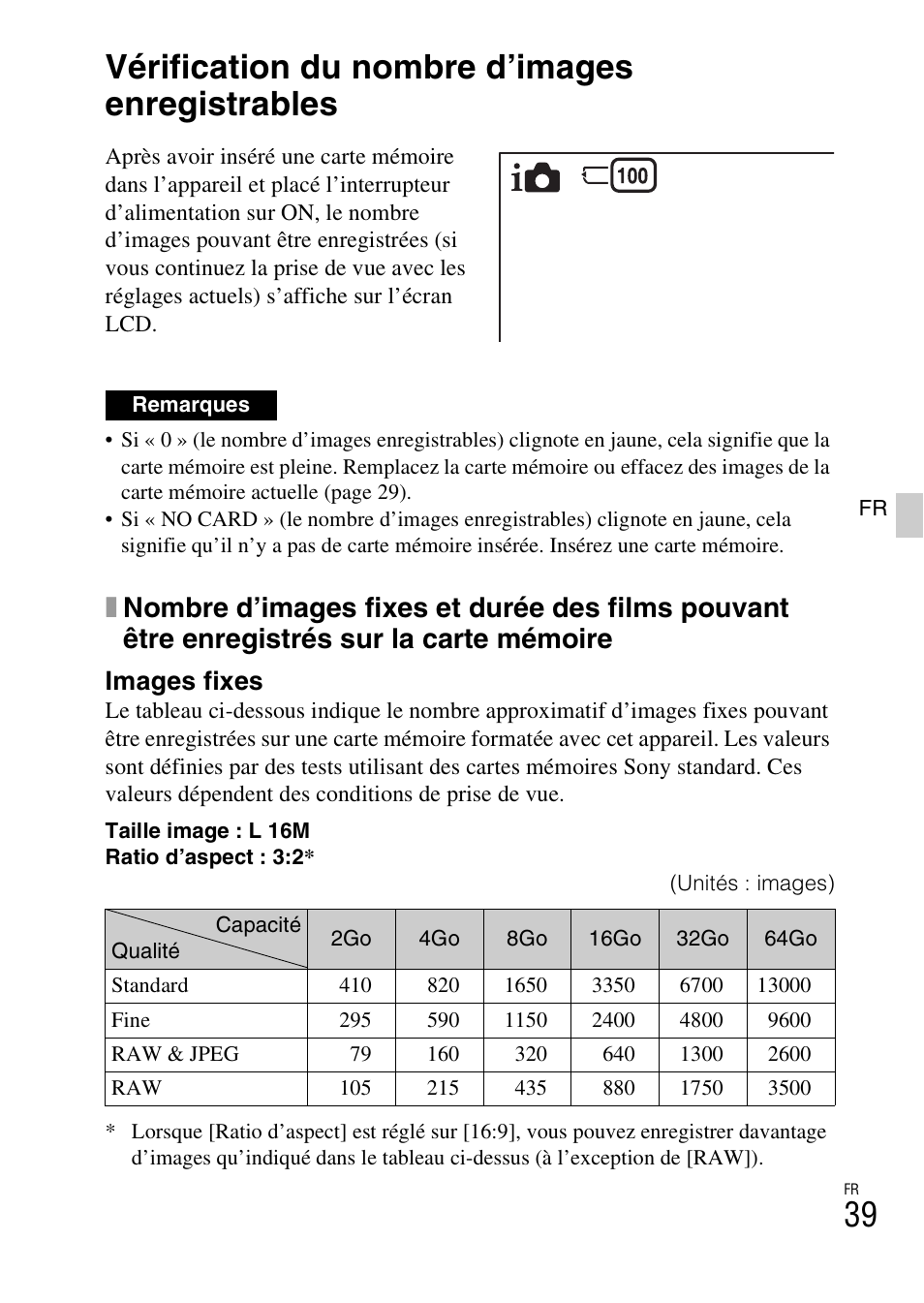 Divers, Vérification du nombre d’images enregistrables, Images fixes | Sony NEX-3NY User Manual | Page 91 / 547