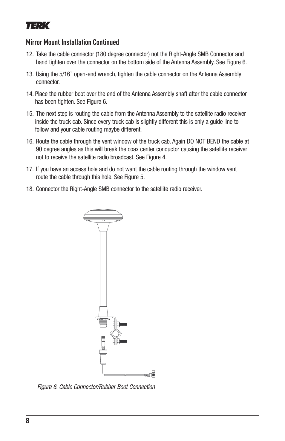 Mirror mount installation continued | Audiovox TERK XM4 User Manual | Page 8 / 12