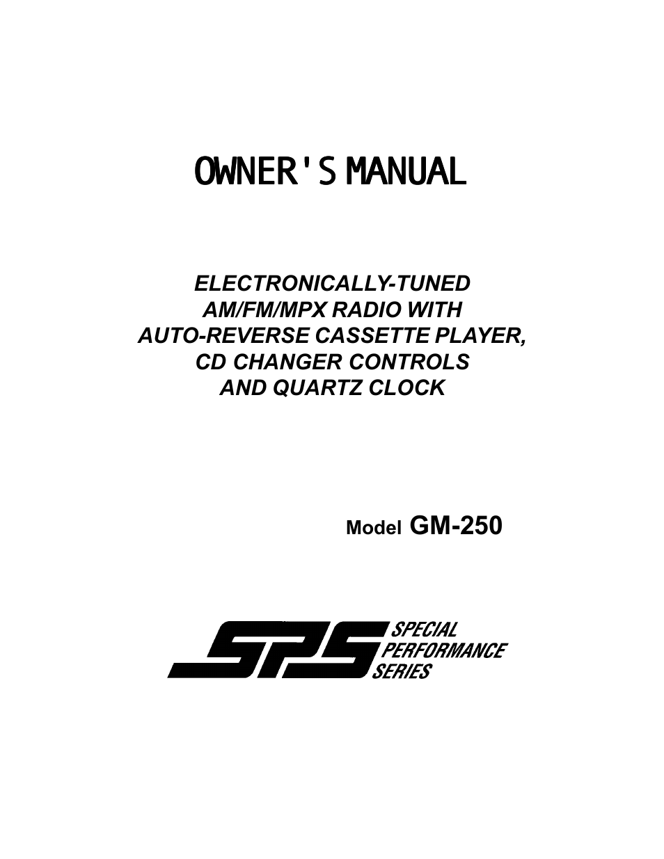 Audiovox GM-250 User Manual | 8 pages