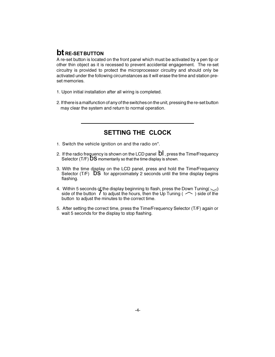 Setting the clock | Audiovox GM-250 User Manual | Page 5 / 8