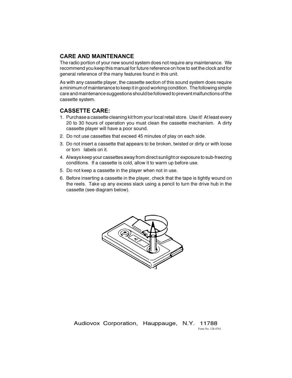 Audiovox GM-250 User Manual | Page 8 / 8