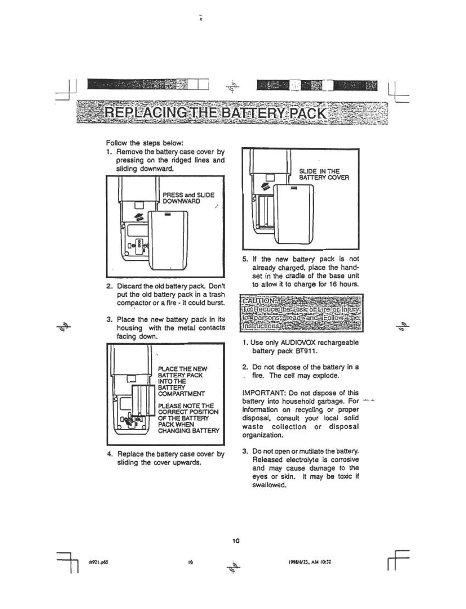 Audiovox DT921C User Manual | Page 10 / 37