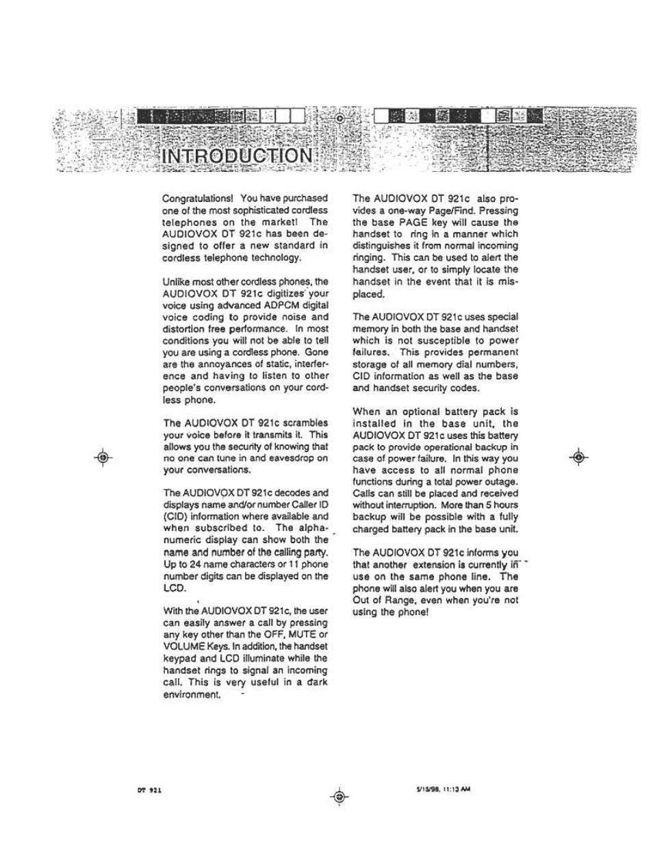 Audiovox DT921C User Manual | Page 2 / 37