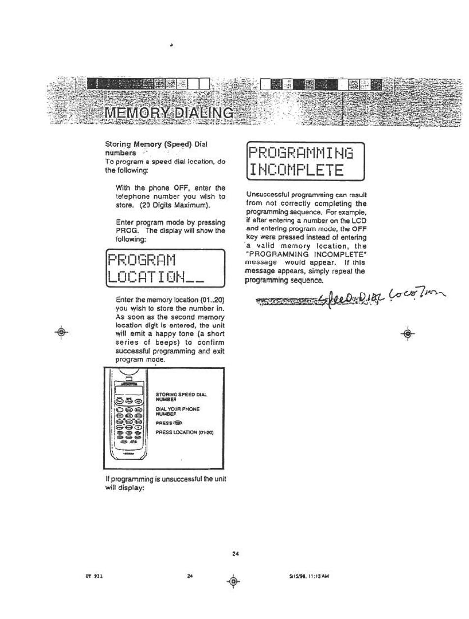 L0cfltiqh, Proibrhmm ihg incomplete, Pruqrhr'1 | Audiovox DT921C User Manual | Page 24 / 37