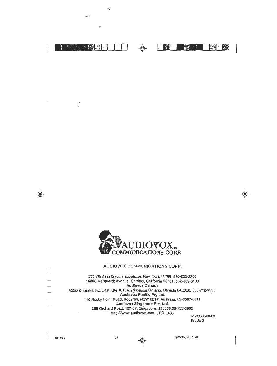Audiotox, A » t / i i n, Conlmunications corp | Audiovox DT921C User Manual | Page 37 / 37