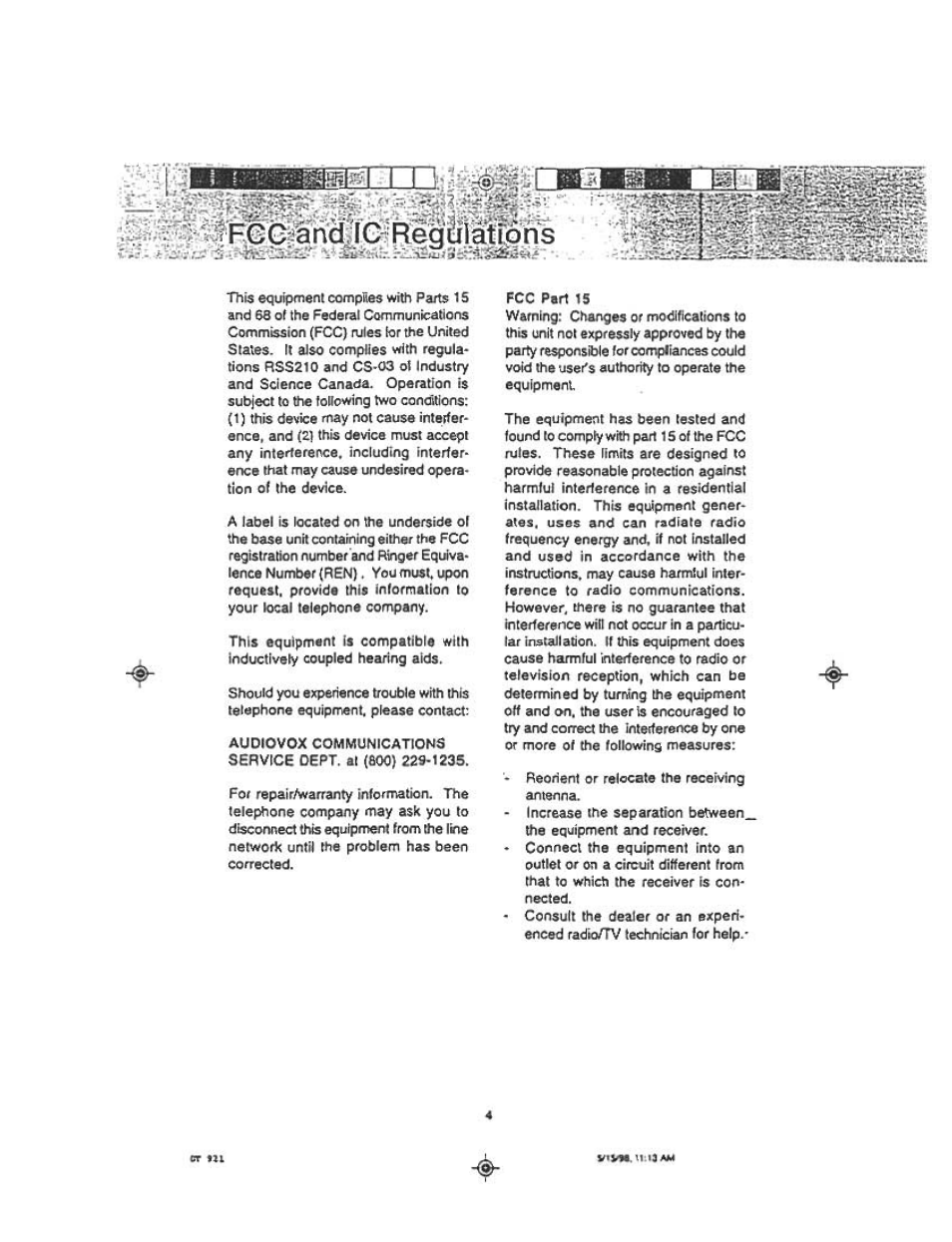 Audiovox DT921C User Manual | Page 4 / 37
