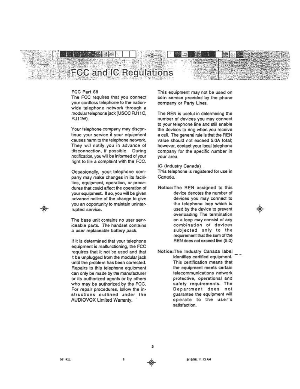 Audiovox DT921C User Manual | Page 5 / 37