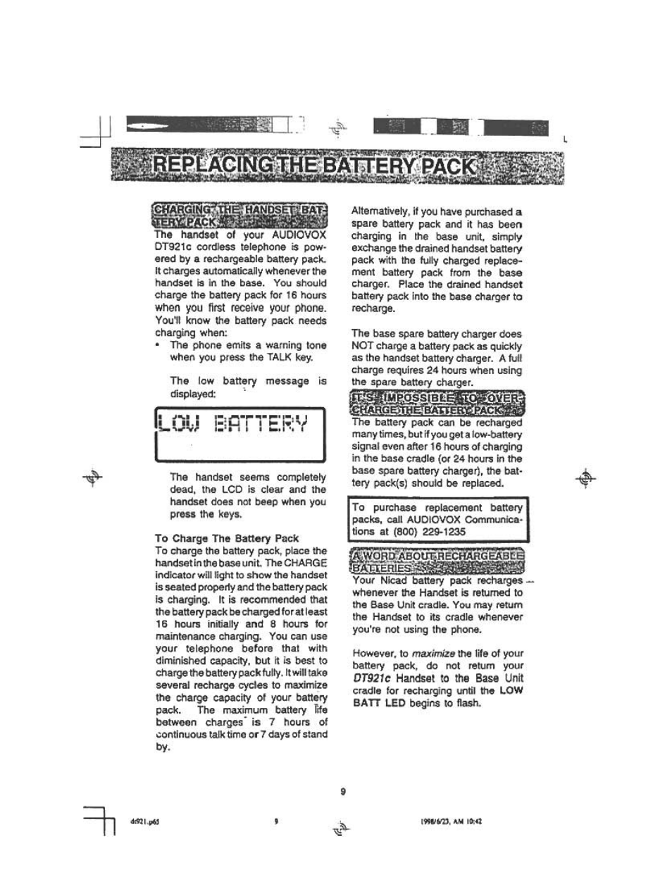 Audiovox DT921C User Manual | Page 9 / 37