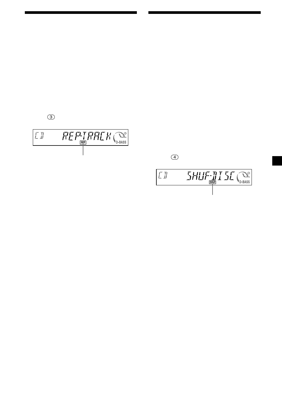 13 riproduzione ripetuta dei brani, Riproduzione casuale dei brani, Riproduzione ripetuta | Riproduzione in ordine casuale | Sony CDX-MP30 User Manual | Page 103 / 152