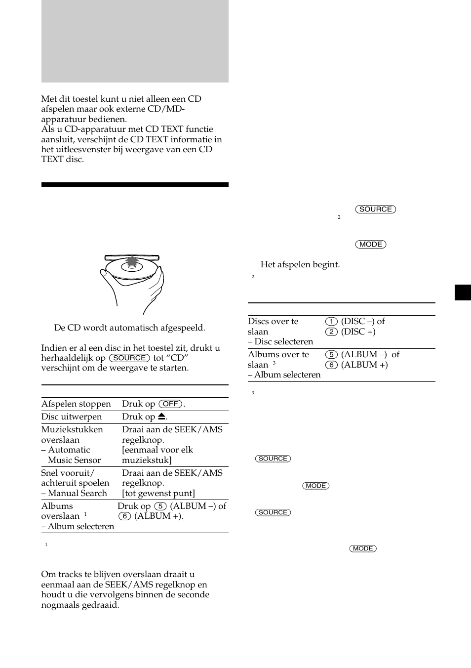 Cd-speler los verkrijgbare cd/ md-apparatuur, Een disc afspelen | Sony CDX-MP30 User Manual | Page 131 / 152