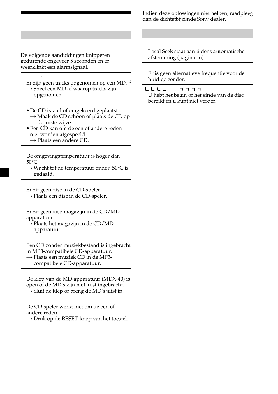 30 foutberichten/berichten | Sony CDX-MP30 User Manual | Page 150 / 152