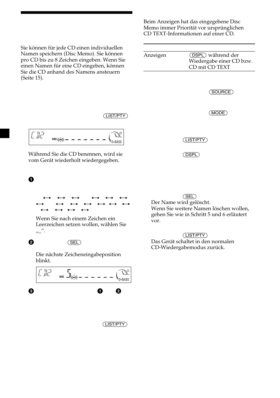 Benennen einer cd | Sony CDX-MP30 User Manual | Page 44 / 152