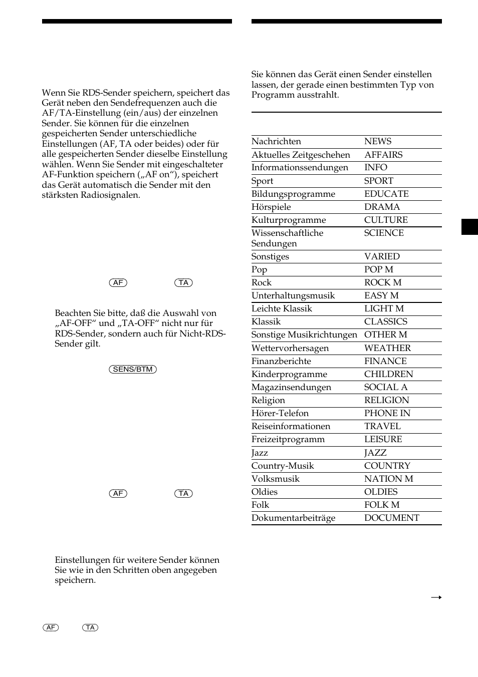 Einstellen von sendern nach programmtyp | Sony CDX-MP30 User Manual | Page 49 / 152