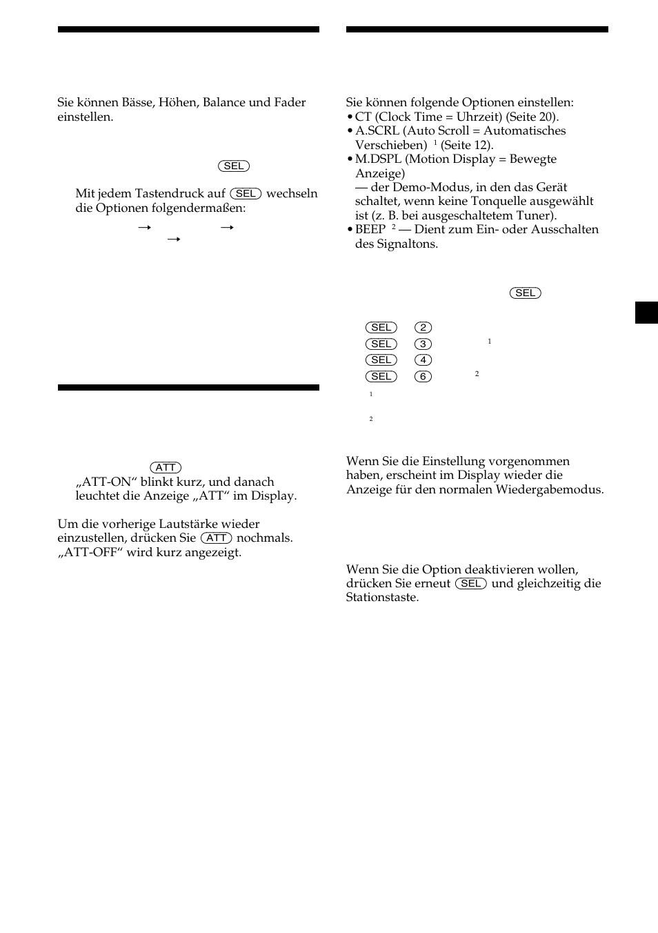 23 einstellen der klangeigenschaften, Schnelles dämpfen des tons, Wechseln der klang- und anzeigeeinstellungen | Sony CDX-MP30 User Manual | Page 53 / 152