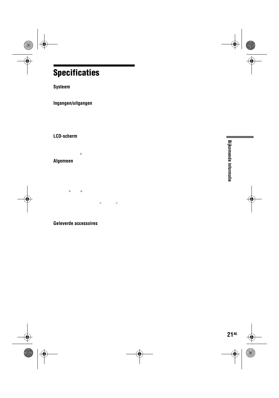Specificaties | Sony DVP-FX780 User Manual | Page 129 / 132