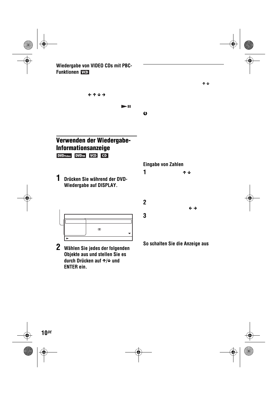 Verwenden der wiedergabe- informationsanzeige | Sony DVP-FX780 User Manual | Page 52 / 132