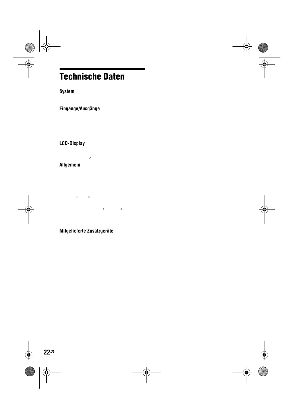 Technische daten | Sony DVP-FX780 User Manual | Page 64 / 132