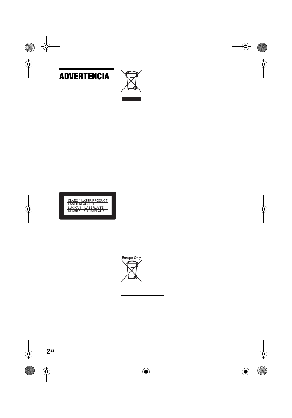 Advertencia | Sony DVP-FX780 User Manual | Page 66 / 132