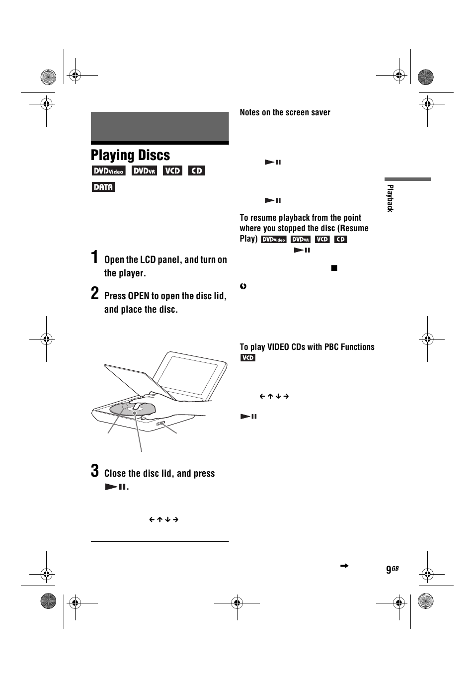 Playing discs | Sony DVP-FX780 User Manual | Page 9 / 132