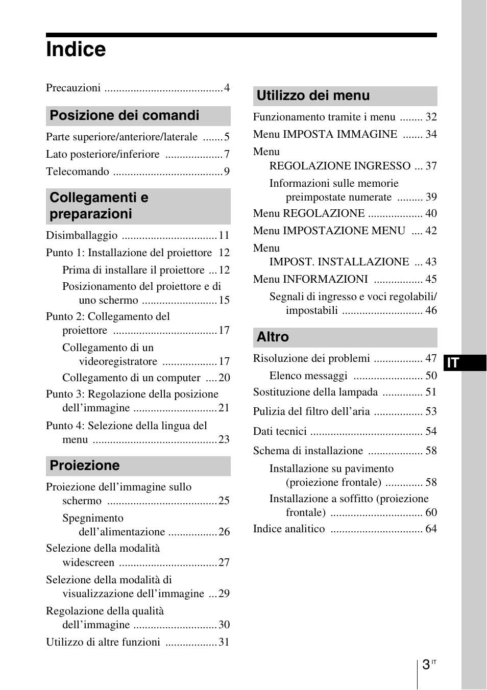 Indice | Sony VPL-BW7 User Manual | Page 195 / 324