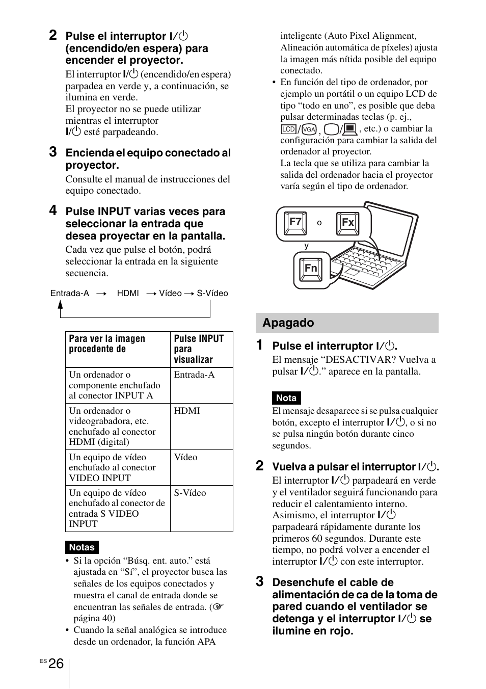 Apagado | Sony VPL-BW7 User Manual | Page 282 / 324