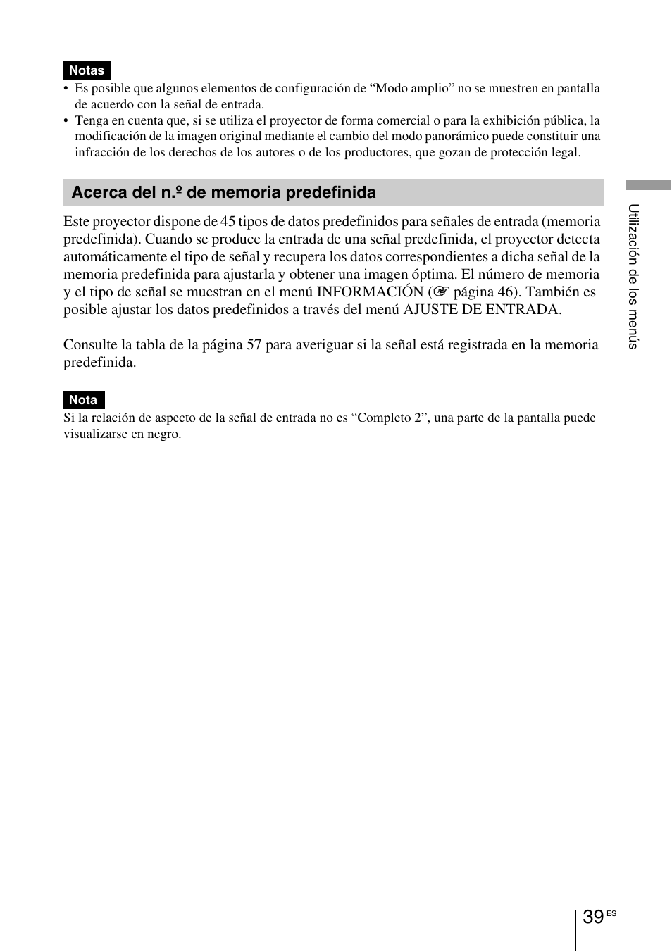 Acerca del n.º de memoria predefinida, Acerca del n.º de memoria, Predefinida | Sony VPL-BW7 User Manual | Page 295 / 324