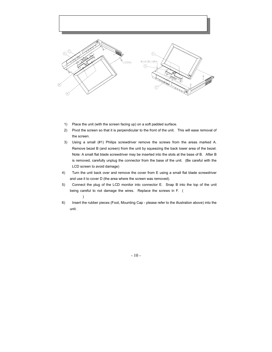 Countertop / desktop installation | Audiovox VE1020 User Manual | Page 10 / 29