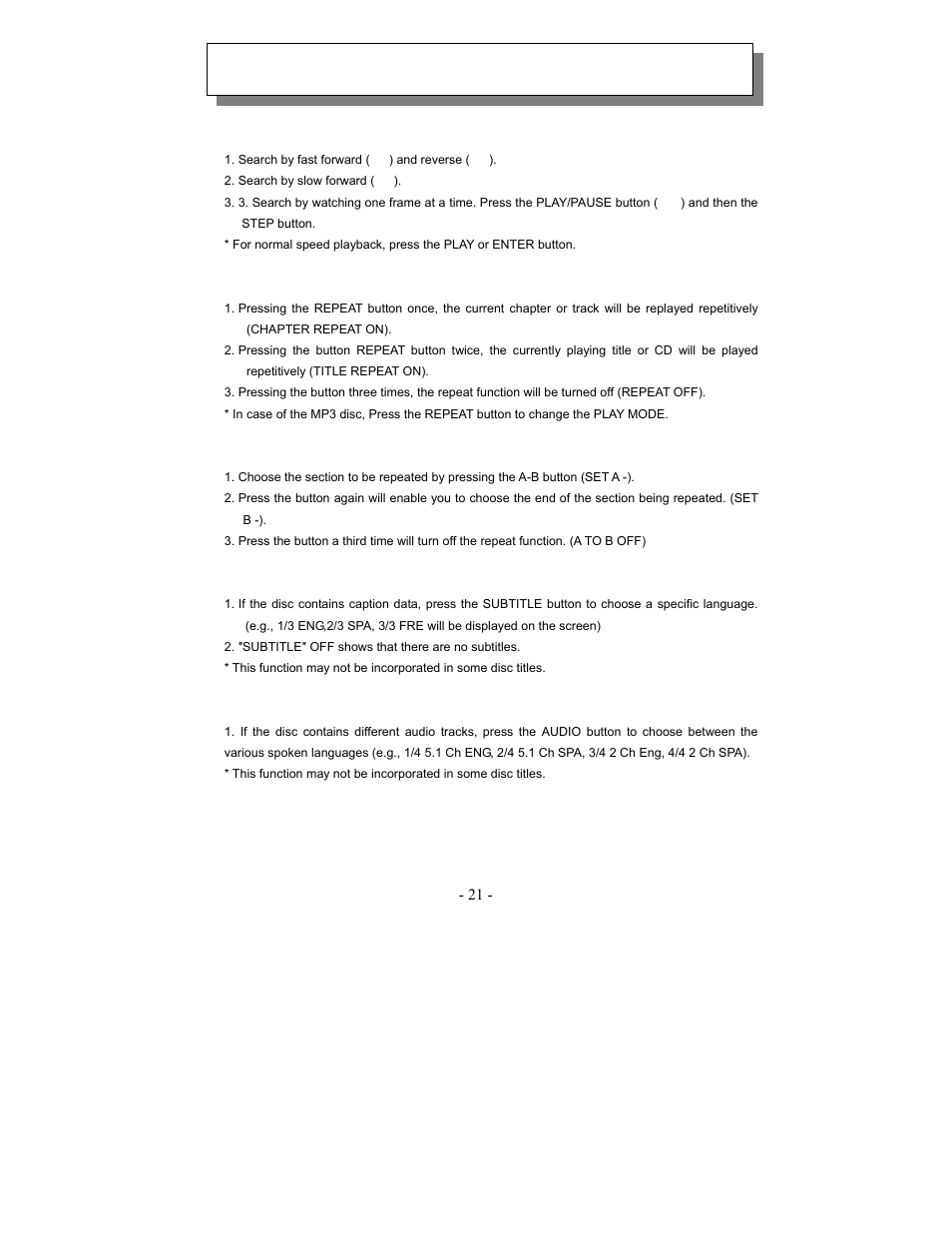 Using the remote control functions | Audiovox VE1020 User Manual | Page 21 / 29