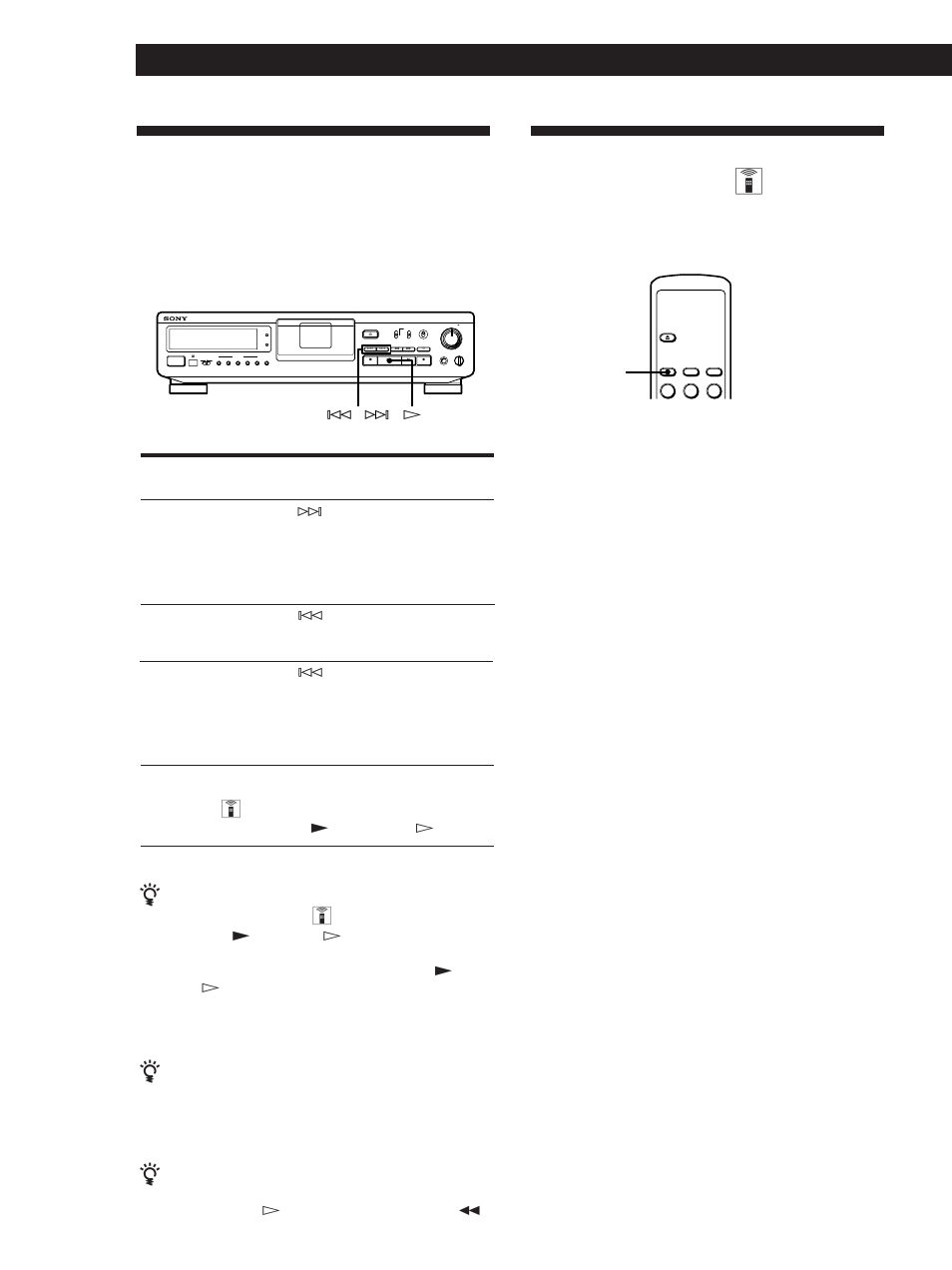 Titelsuche (ams/direktsuche), Wiederholspielbetrieb (repeat-funktion), Wiederholspielbetrieb (repeat-funktion) z | Titelsuche (ams*/direktsuche), Wiedergabebetrieb, Zum wiederholen aller titel, Zum wiederholen eines einzelnen titels | Sony DTC-ZE700 User Manual | Page 14 / 96