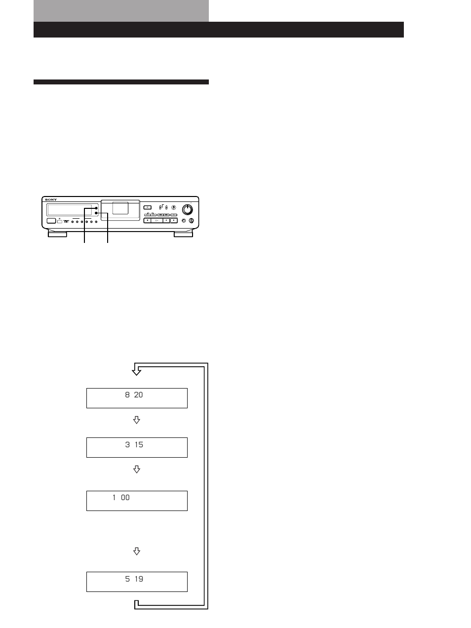 Bediening voor het afspelen, Aanduidingen in het uitleesvenster | Sony DTC-ZE700 User Manual | Page 37 / 96