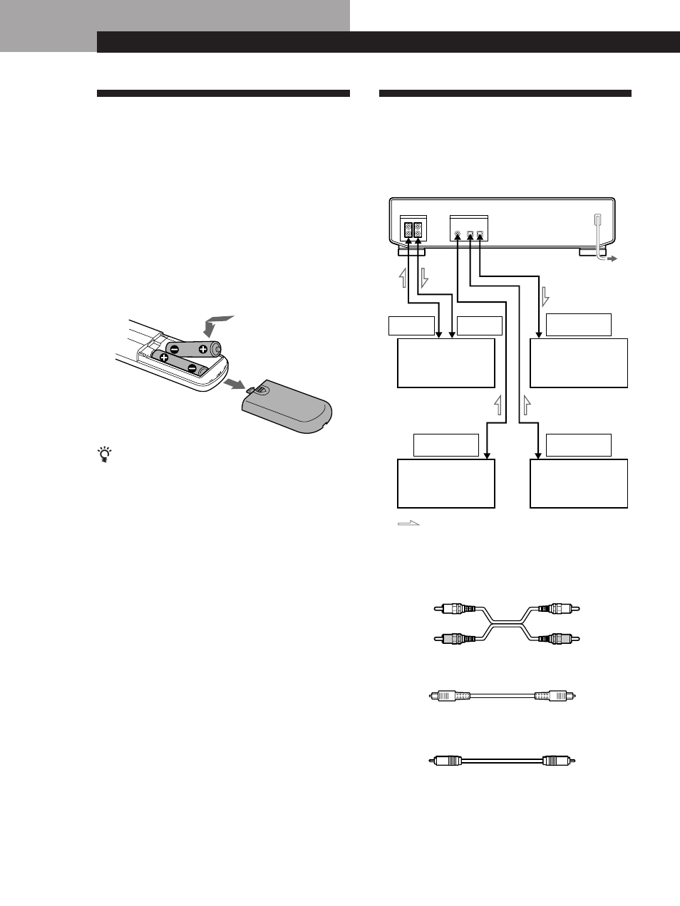 Preparativi, Disimballaggio, Collegamento al sistema | Inserimento delle pile nel telecomando, Cavi necessari | Sony DTC-ZE700 User Manual | Page 76 / 96