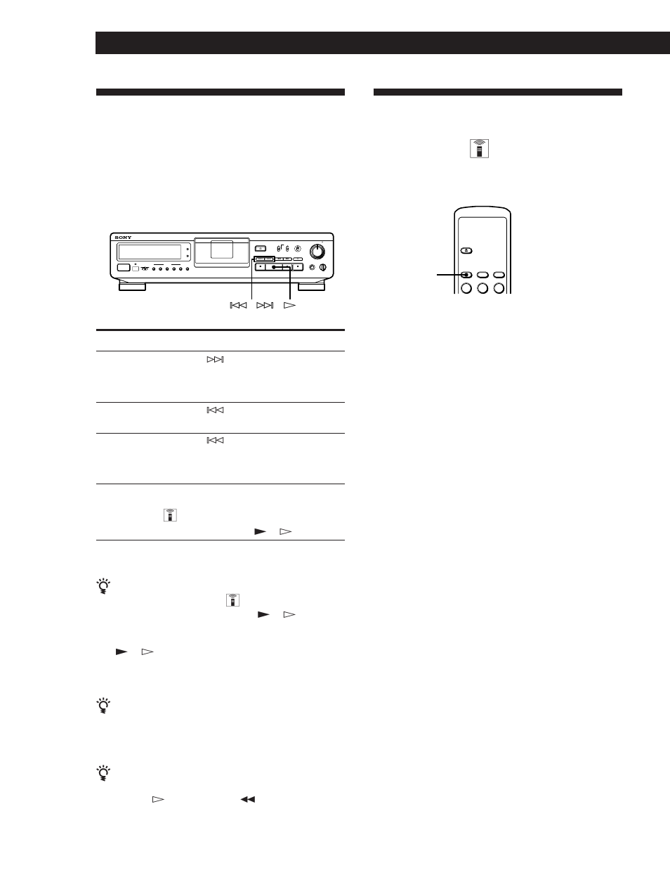 Localizzazione di un brano (ams/accesso diretto), Localizzazione di un brano (ams*/accesso diretto), Operazioni di riproduzione | Riproduzione ripetuta di tutti i brani, Riproduzione ripetuta di un brano | Sony DTC-ZE700 User Manual | Page 86 / 96