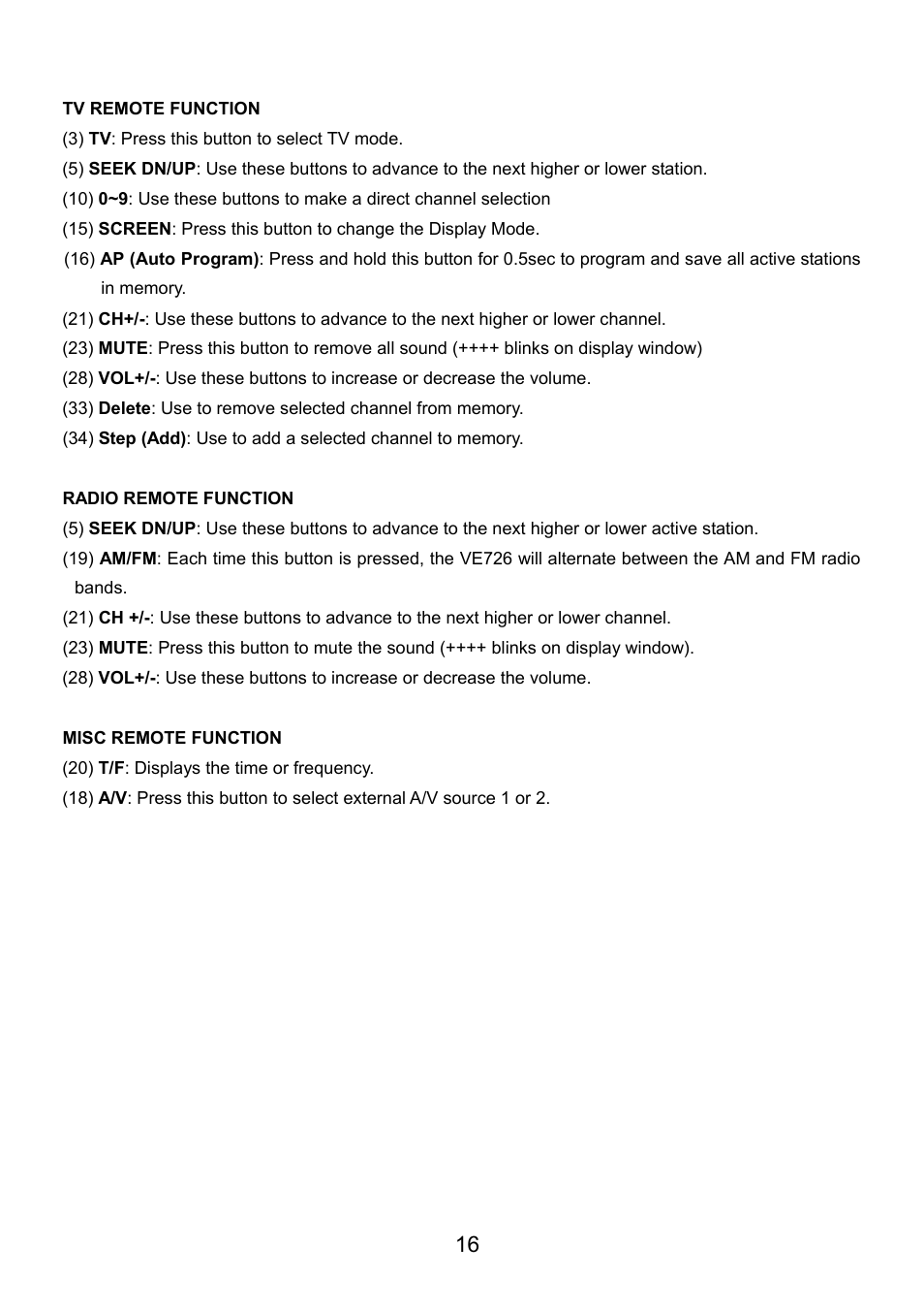 Audiovox VE726 User Manual | Page 17 / 33