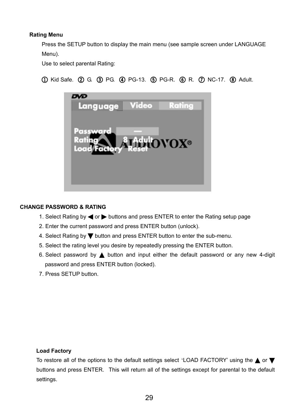 Audiovox VE726 User Manual | Page 30 / 33