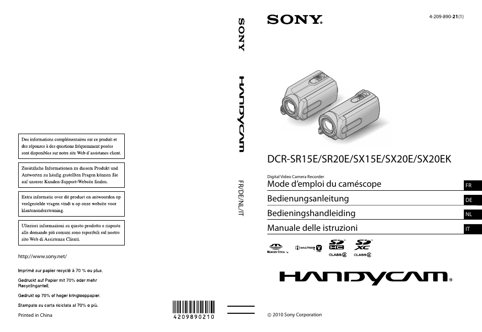 Sony DCR-SX15E User Manual | 283 pages